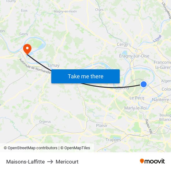 Maisons-Laffitte to Mericourt map