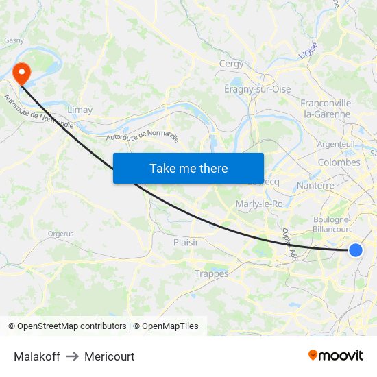 Malakoff to Mericourt map