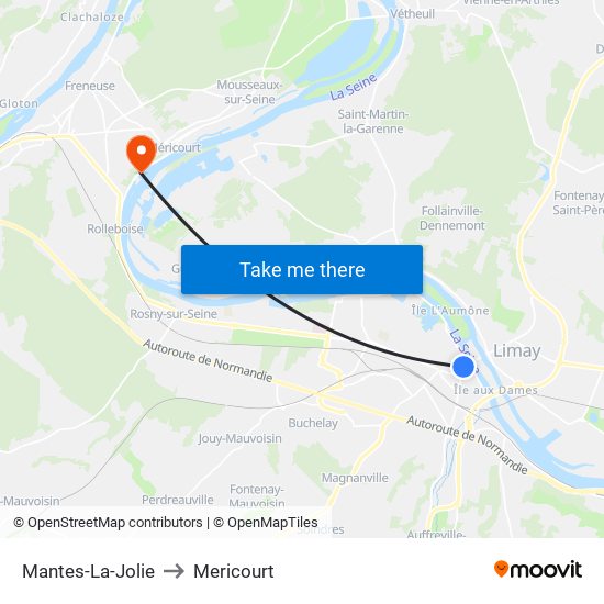 Mantes-La-Jolie to Mericourt map