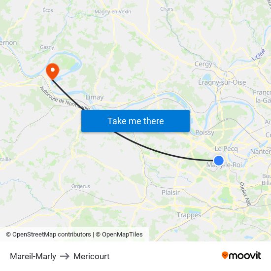 Mareil-Marly to Mericourt map