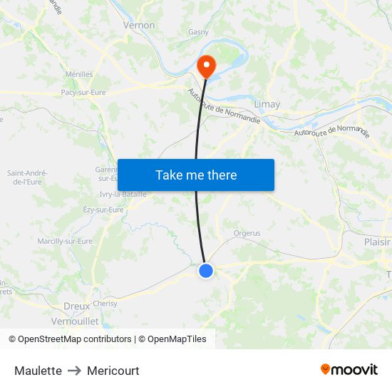 Maulette to Mericourt map