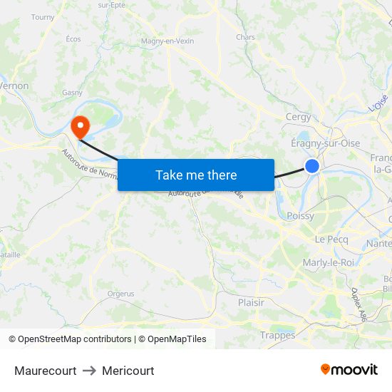 Maurecourt to Mericourt map