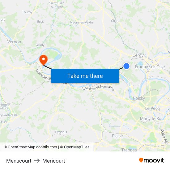 Menucourt to Mericourt map