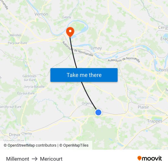 Millemont to Mericourt map