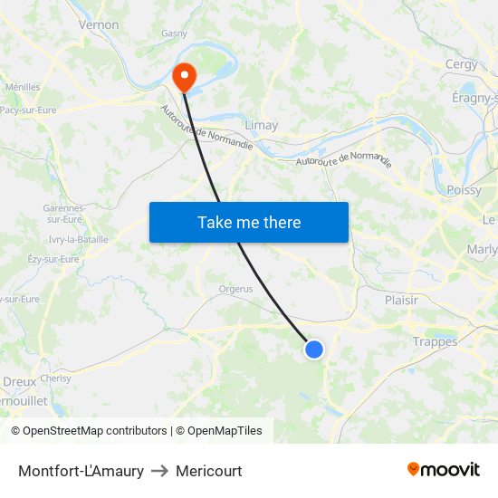 Montfort-L'Amaury to Mericourt map