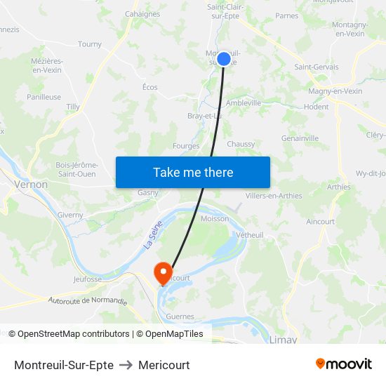 Montreuil-Sur-Epte to Mericourt map