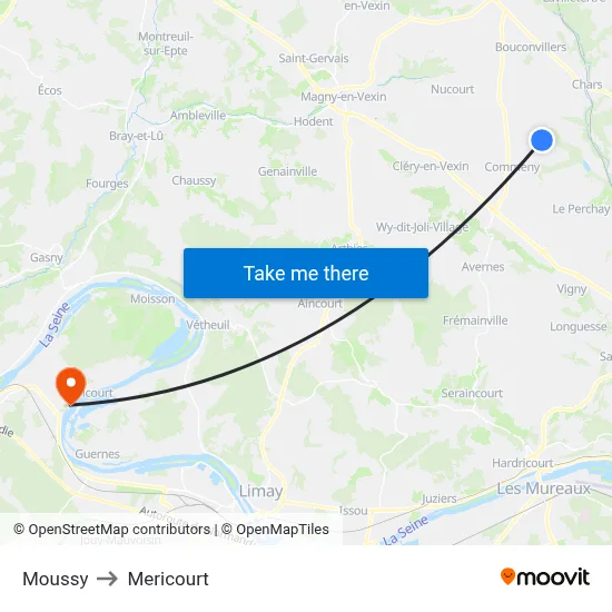 Moussy to Mericourt map