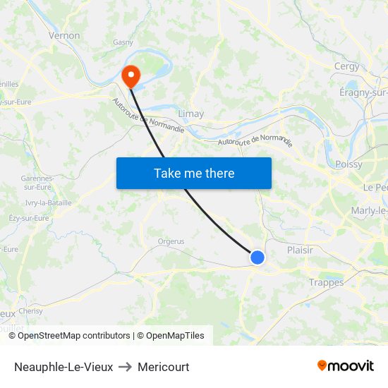 Neauphle-Le-Vieux to Mericourt map