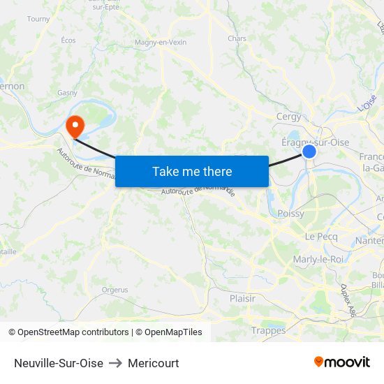 Neuville-Sur-Oise to Mericourt map