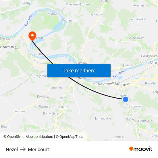 Nezel to Mericourt map