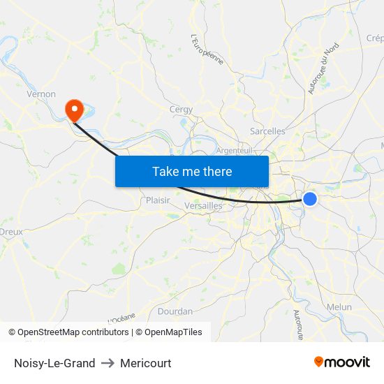 Noisy-Le-Grand to Mericourt map