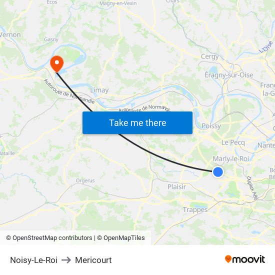 Noisy-Le-Roi to Mericourt map