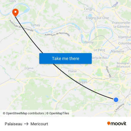 Palaiseau to Mericourt map