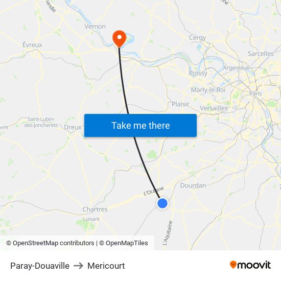 Paray-Douaville to Mericourt map