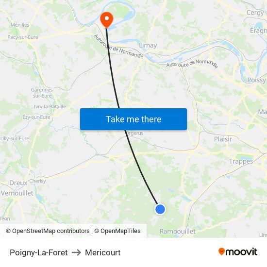 Poigny-La-Foret to Mericourt map