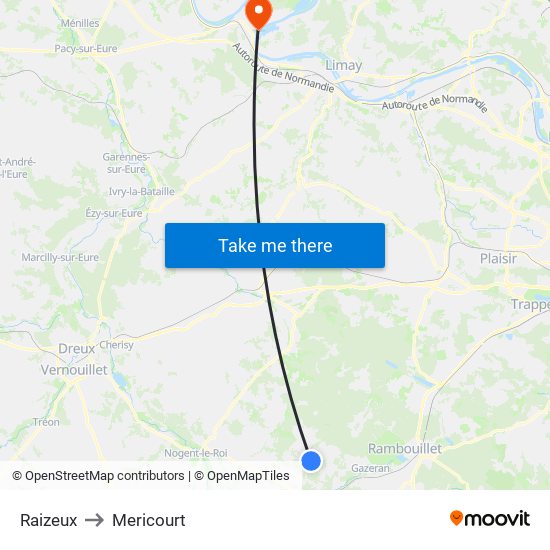 Raizeux to Mericourt map