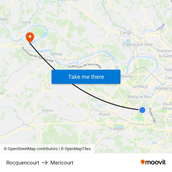 Rocquencourt to Mericourt map