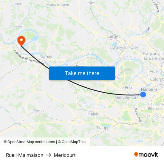 Rueil-Malmaison to Mericourt map
