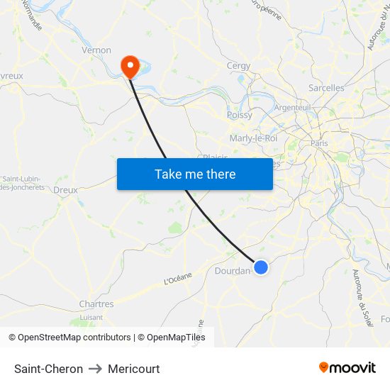 Saint-Cheron to Mericourt map