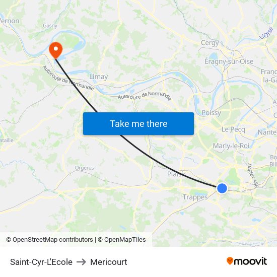 Saint-Cyr-L'Ecole to Mericourt map