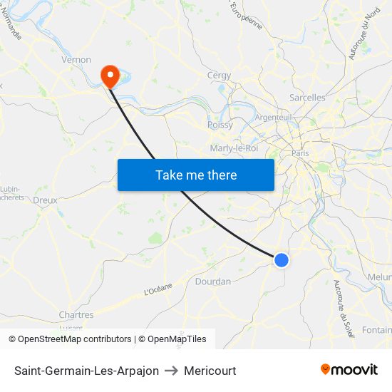 Saint-Germain-Les-Arpajon to Mericourt map