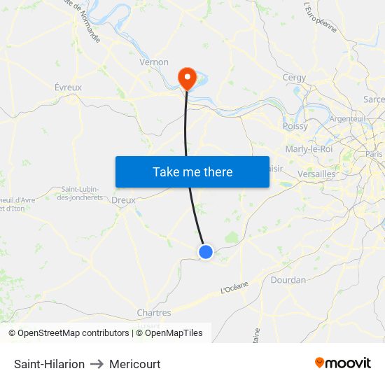 Saint-Hilarion to Mericourt map