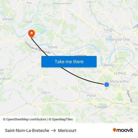 Saint-Nom-La-Breteche to Mericourt map