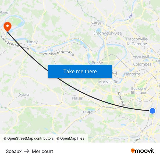 Sceaux to Mericourt map