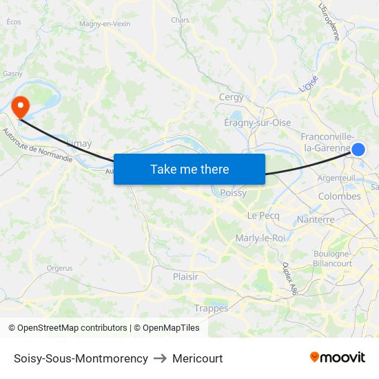 Soisy-Sous-Montmorency to Mericourt map