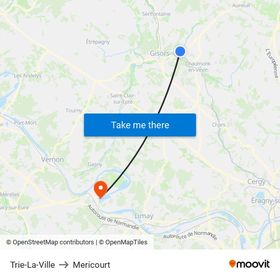 Trie-La-Ville to Mericourt map
