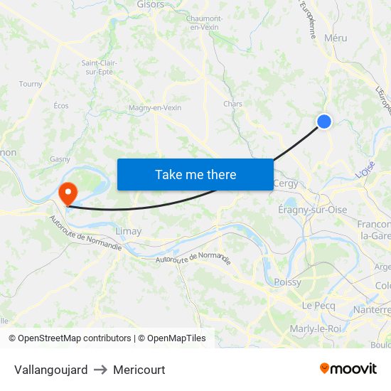 Vallangoujard to Mericourt map