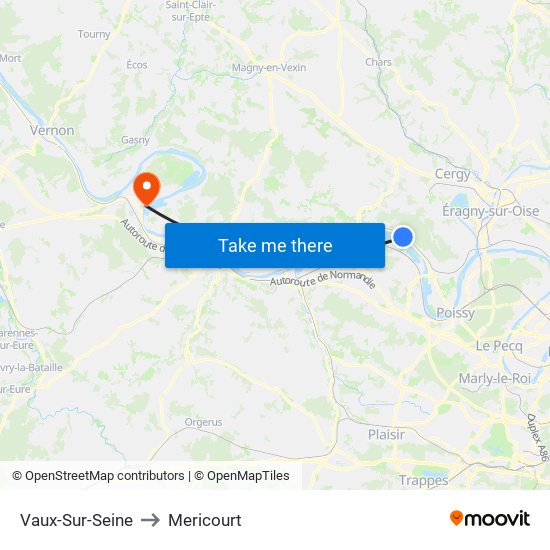 Vaux-Sur-Seine to Mericourt map
