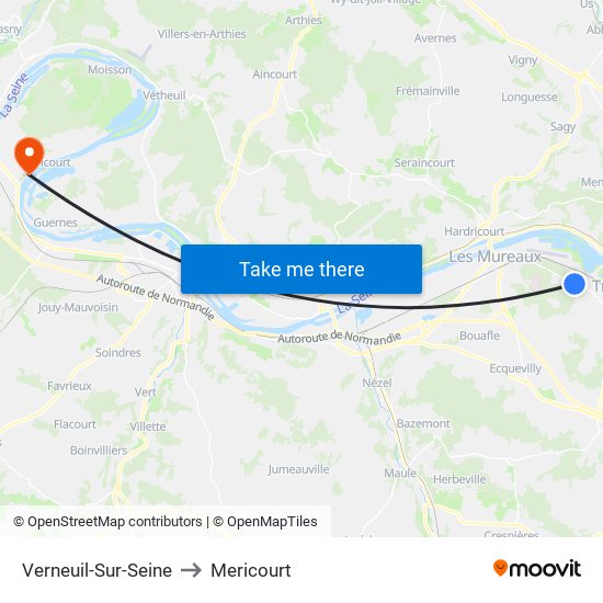 Verneuil-Sur-Seine to Mericourt map