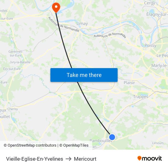 Vieille-Eglise-En-Yvelines to Mericourt map