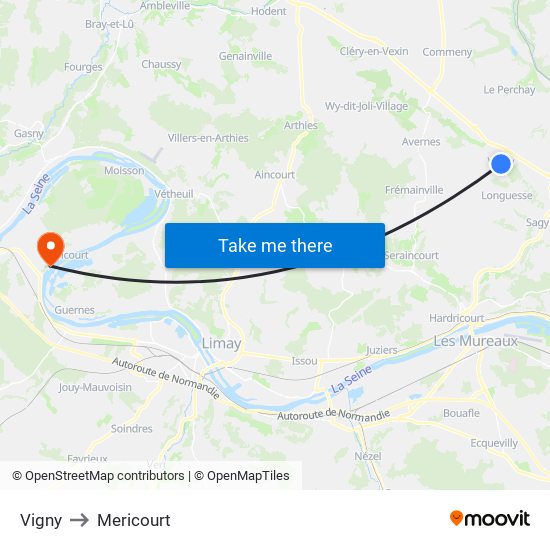 Vigny to Mericourt map