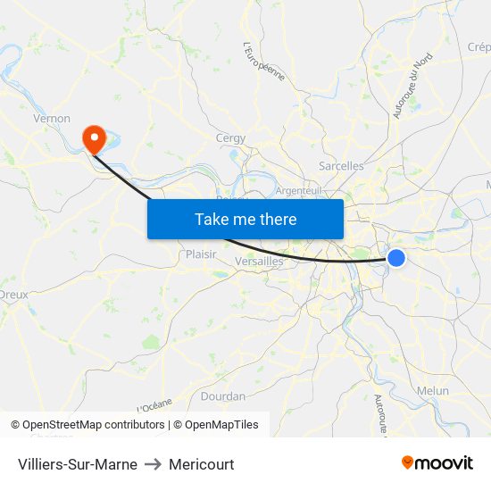 Villiers-Sur-Marne to Mericourt map