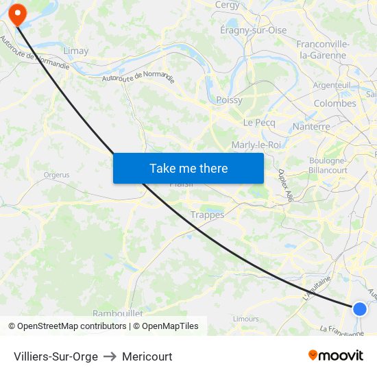 Villiers-Sur-Orge to Mericourt map