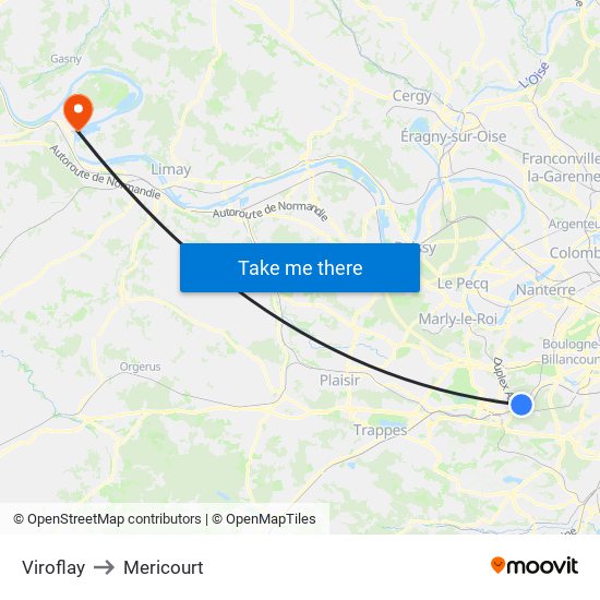 Viroflay to Mericourt map
