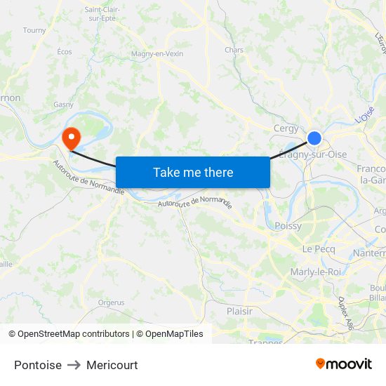 Pontoise to Mericourt map