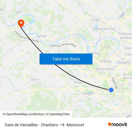 Gare de Versailles - Chantiers to Mericourt map