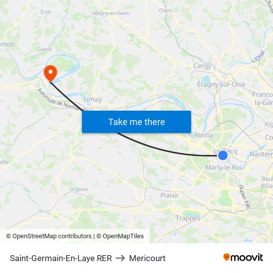 Saint-Germain-En-Laye RER to Mericourt map