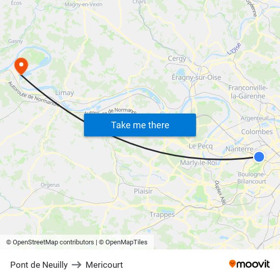 Pont de Neuilly to Mericourt map