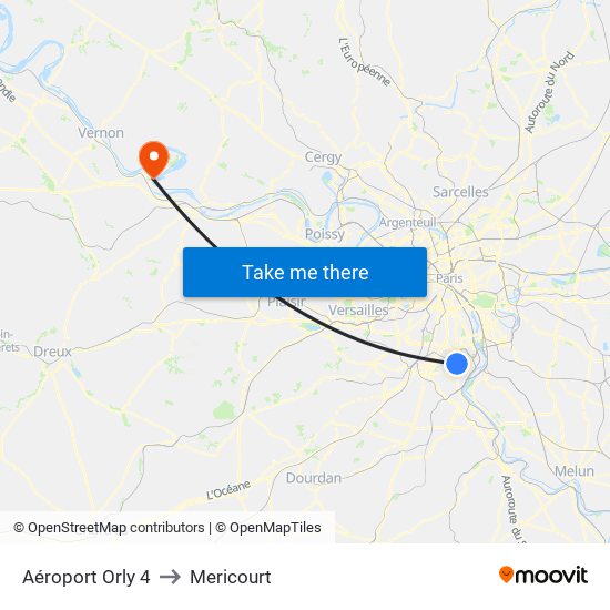 Aéroport Orly 4 to Mericourt map