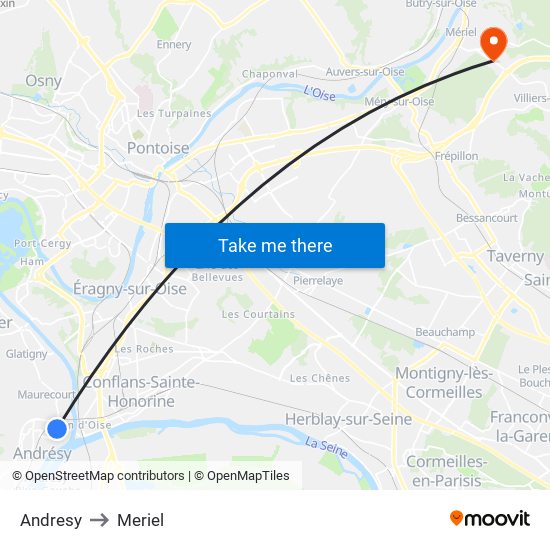 Andresy to Meriel map