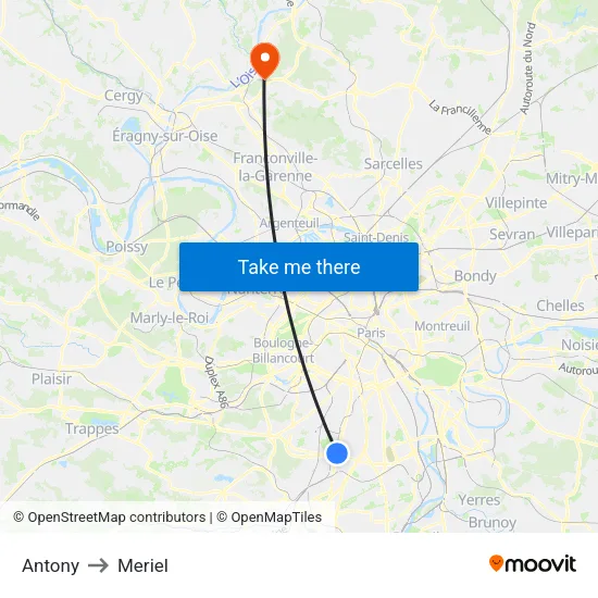 Antony to Meriel map