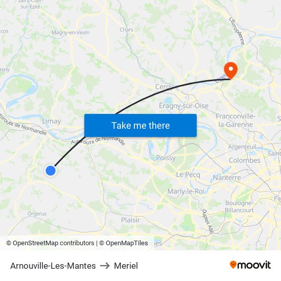 Arnouville-Les-Mantes to Meriel map