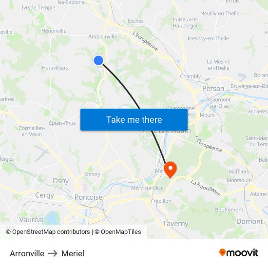 Arronville to Meriel map