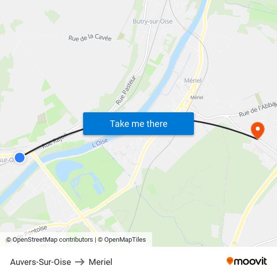 Auvers-Sur-Oise to Meriel map