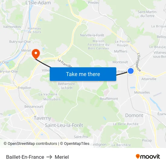 Baillet-En-France to Meriel map