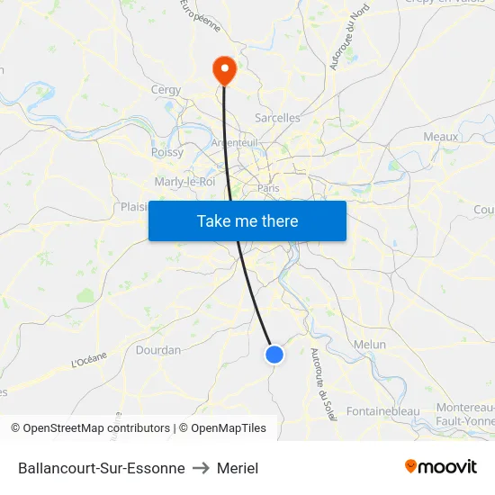 Ballancourt-Sur-Essonne to Meriel map